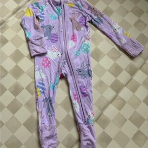 Little Sleepies Lavender Bunny and Egg Print Footie